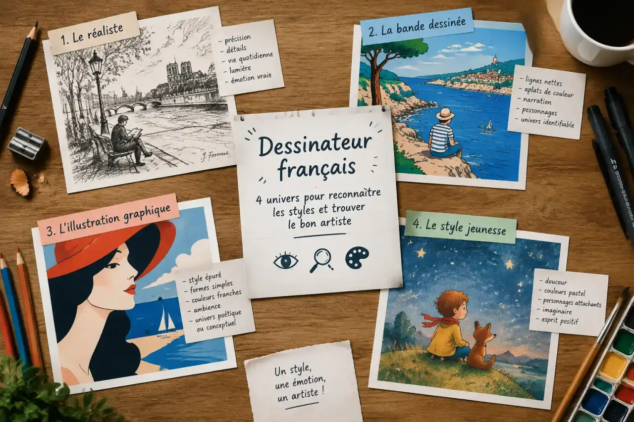 Dessinateur français : 4 univers pour reconnaître les styles et trouver le bon artiste