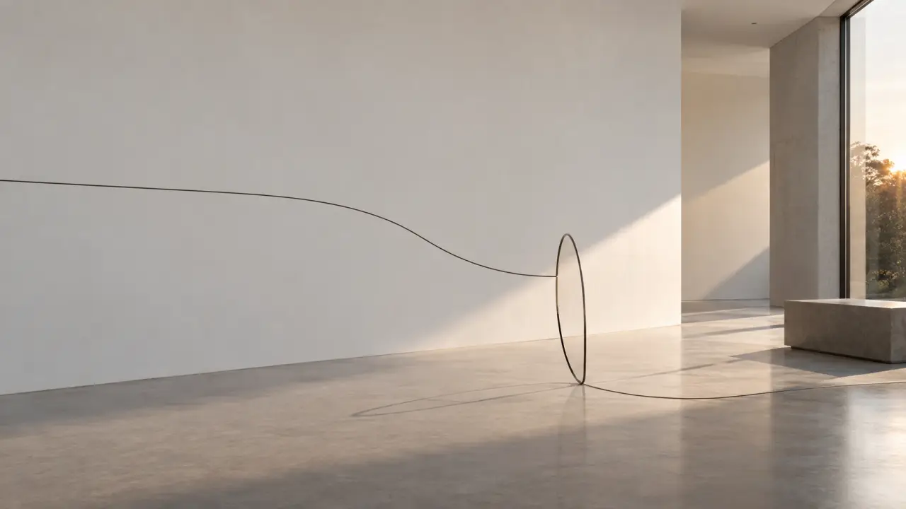 Installation d’art contemporain minimaliste composée de lignes, de formes et de lumière