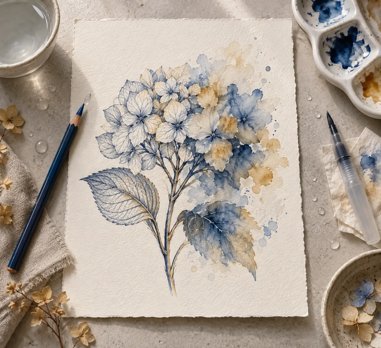 Le crayon aquarellable transforme un dessin précis en lavis, sans changer d’outil