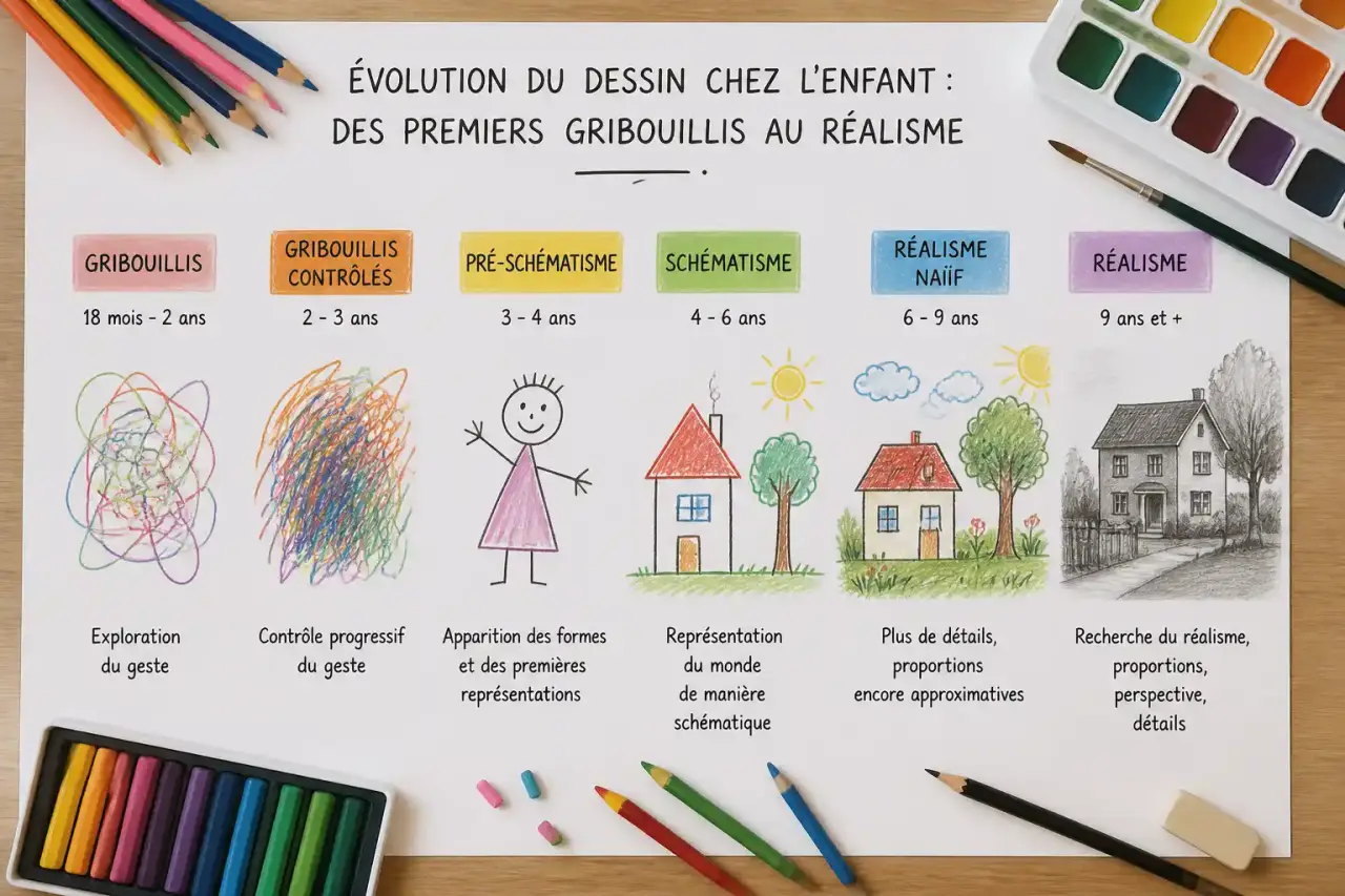 Évolution du dessin chez l'enfant : des premiers gribouillis au réalisme