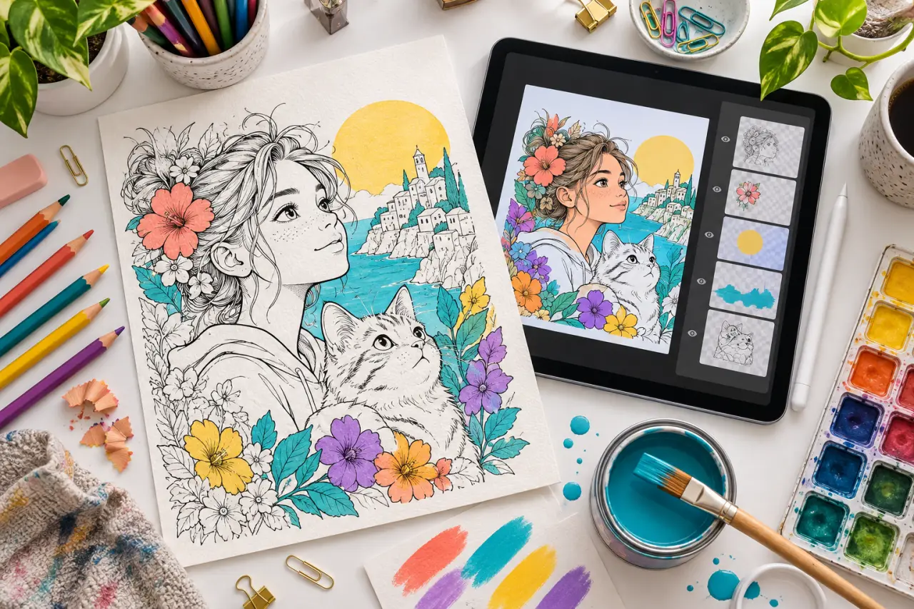Colorier un dessin devient simple avec l’IA, les calques ou le pot de peinture